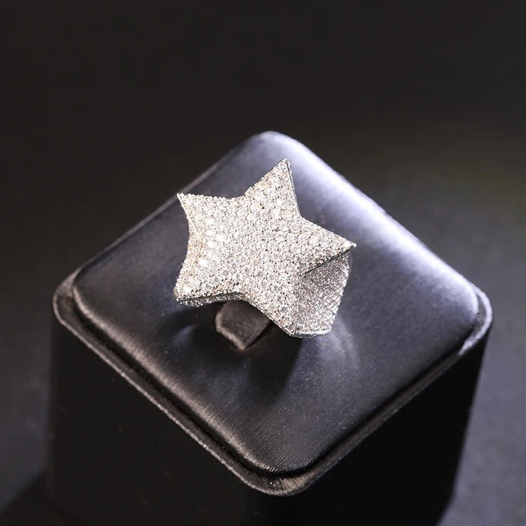 Hip Hop Moissanite Iced out Star Ring