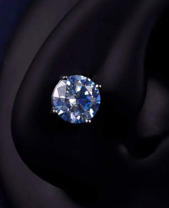 6.5mm Width Moissanite Stud Earrings White Gold Plated 925 Silver Stud
Earrings