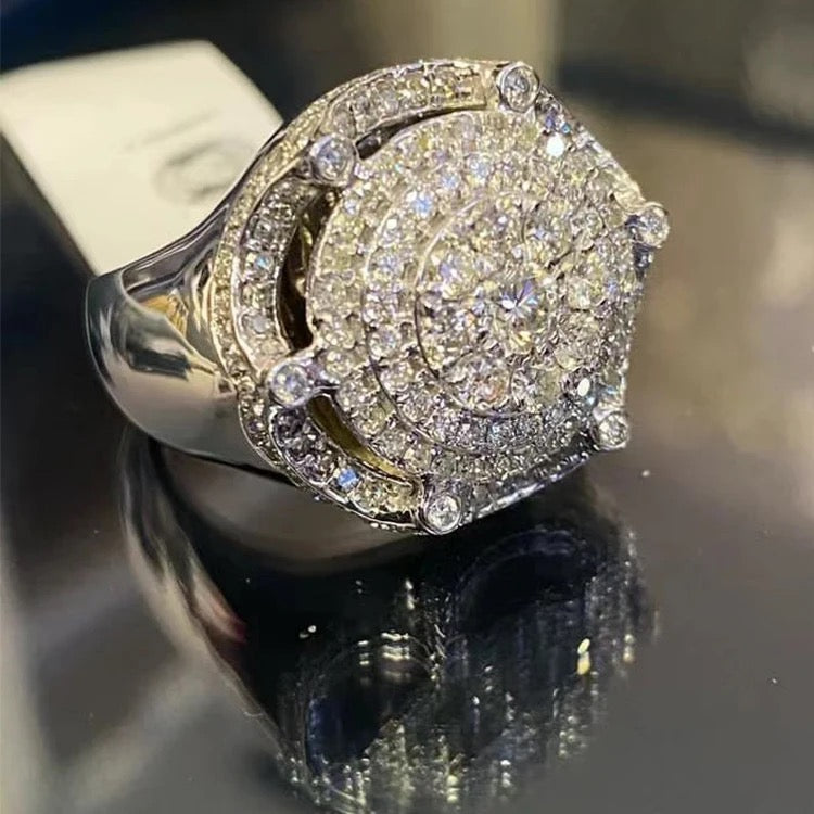 Cuban Moissanite Ring, 925 Silver , D/VVS