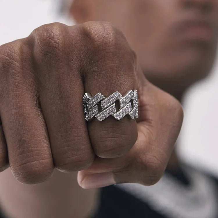 Hiphop 925 Sterling Silver VVS Moissanite Cuban Ring
