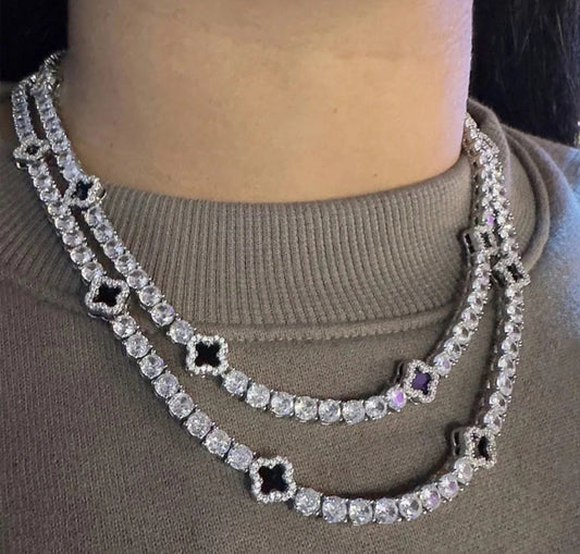 S925 Silver Black Agate Moissanite
Gold Plated Tennis Chains