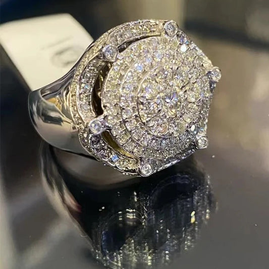 Cuban Moissanite Ring, 925 Silver , D/VVS