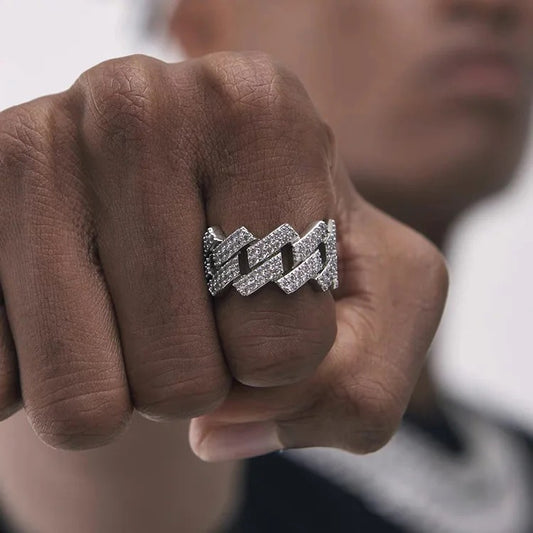 Hiphop 925 Sterling Silver VVS Moissanite Cuban Ring