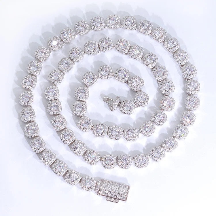 8MM S925 Silver Moissanite Cuban Chain