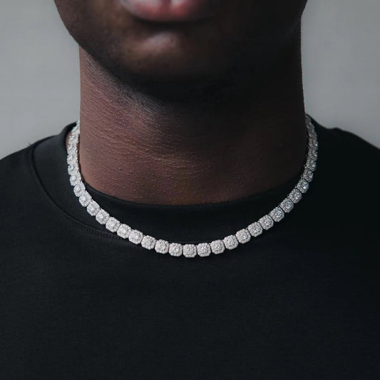 8MM S925 Silver Moissanite Cuban Chain