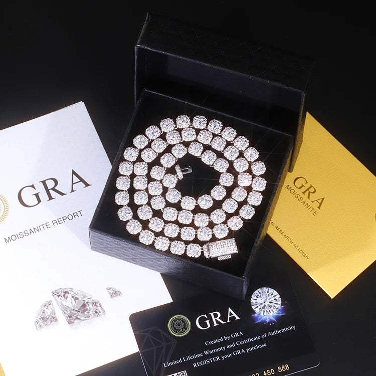 8MM S925 Silver Moissanite Cuban Chain